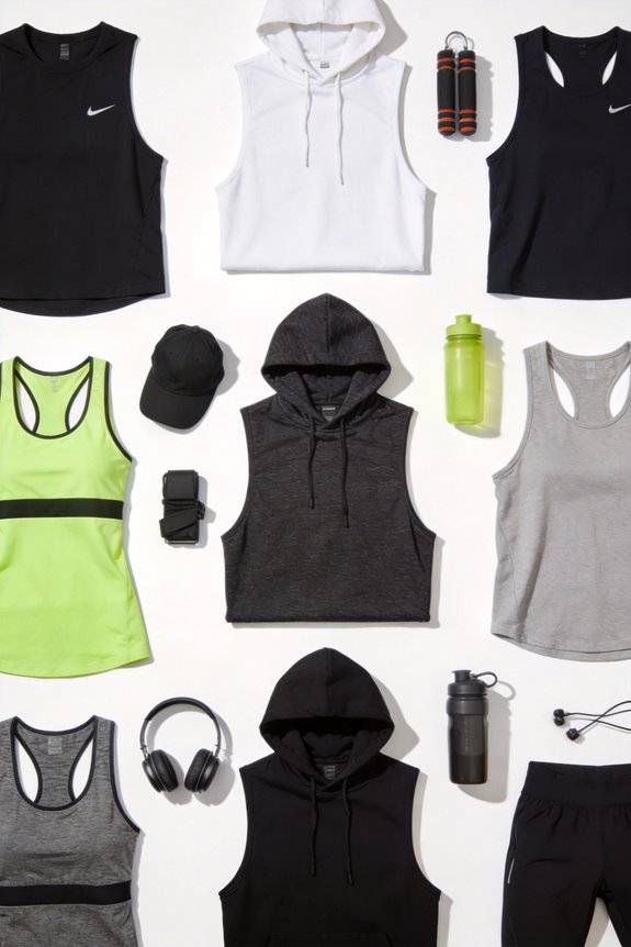trendy workout sleeveless hoodies